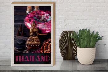 Panneau en bois voyage 30x40cm Thaïlande Asie Bouddha Dieu Religion 3