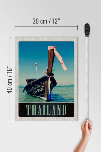 Panneau en bois voyage 30x40cm Thaïlande mer bleu mer bateau nature 4