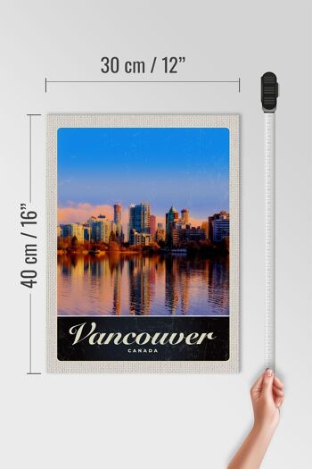 Panneau en bois voyage 30x40cm Vancouver Canada mer gratte-ciel vacances 4