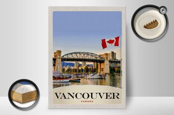 Panneau en bois voyage 30x40cm Vancouver Canada pont maritime vacances 2