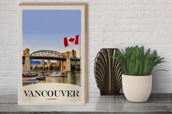 Panneau en bois voyage 30x40cm Vancouver Canada pont maritime vacances 3