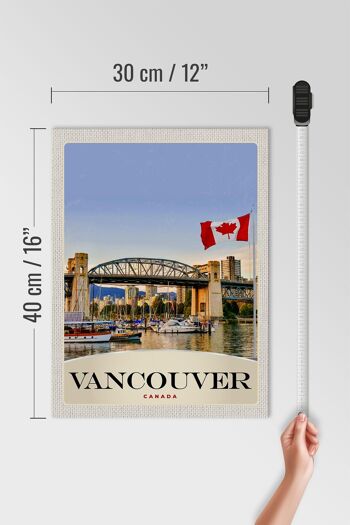 Panneau en bois voyage 30x40cm Vancouver Canada pont maritime vacances 4