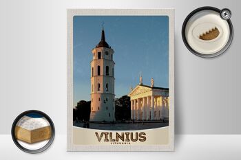 Panneau en bois voyage 30x40cm architecture de l'église de Vilnius Lituanie 2