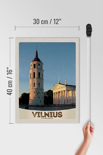Panneau en bois voyage 30x40cm architecture de l'église de Vilnius Lituanie 4