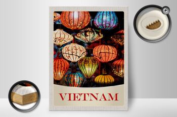 Panneau en bois voyage 30x40cm Vietnam Asie culture lanterne colorée 2