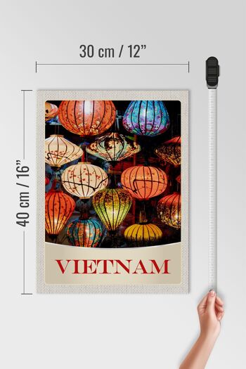 Panneau en bois voyage 30x40cm Vietnam Asie culture lanterne colorée 4