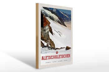 Panneau en bois voyage 30x40cm Glacier d'Aletsch Suisse neige hiver 1