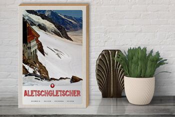 Panneau en bois voyage 30x40cm Glacier d'Aletsch Suisse neige hiver 3