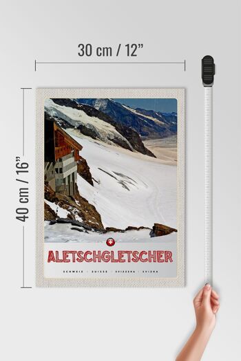 Panneau en bois voyage 30x40cm Glacier d'Aletsch Suisse neige hiver 4