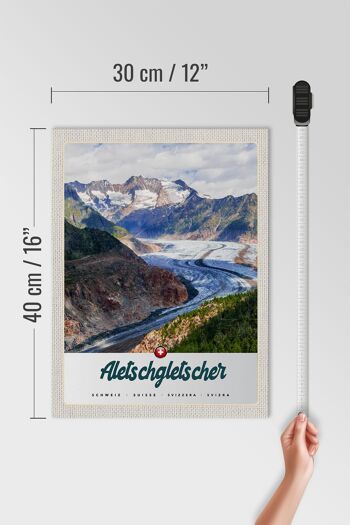 Panneau en bois voyage 30x40cm Glacier d'Aletsch Suisse Montagnes Hiver 4