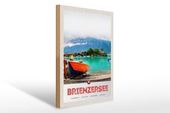 Panneau en bois voyage 30x40cm Lac de Brienz Suisse construction de bateaux 1