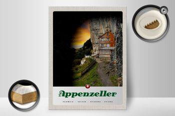 Panneau en bois voyage 30x40cm Appenzeller Mountains bâtiment Suisse 2