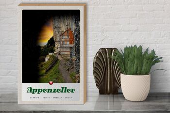 Panneau en bois voyage 30x40cm Appenzeller Mountains bâtiment Suisse 3