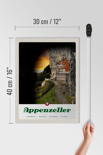 Panneau en bois voyage 30x40cm Appenzeller Mountains bâtiment Suisse 4