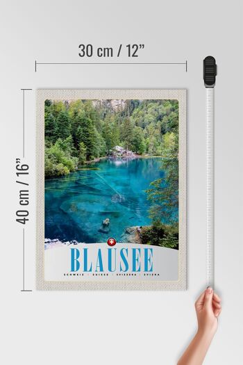 Panneau en bois voyage 30x40cm Blausee Suisse nature forêt montagnes 4