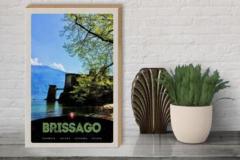 Panneau en bois voyage 30x40cm Brissago Suisse architecture vacances 3
