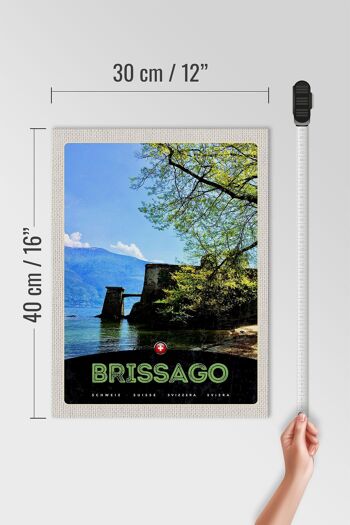 Panneau en bois voyage 30x40cm Brissago Suisse architecture vacances 4
