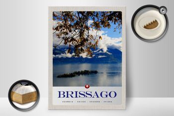 Panneau en bois voyage 30x40cm Brissago Suisse vue lac nature 2