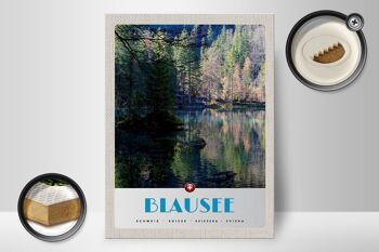 Panneau en bois voyage 30x40cm Blausee Suisse nature forêt vacances 2