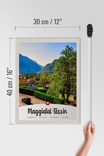 Panneau en bois voyage 30x40cm Maggiatal-Tessin Suisse ville montagnes 4