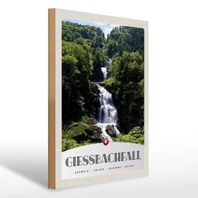 Cartel de madera viaje 30x40cm Gießbachfall cascada montañas naturaleza