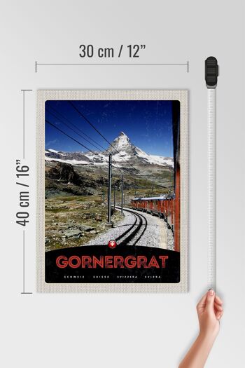Panneau en bois voyage 30x40cm Gornergrat Suisse montagnes chemin de fer à neige 4