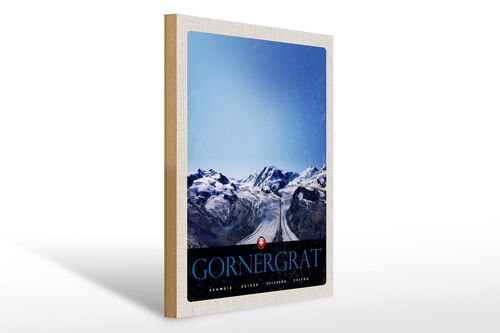 Holzschild Reise 30x40cm Gornergrat Schweiz Gebirge Winterzeit