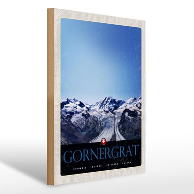 Cartello in legno da viaggio 30x40 cm Gornergrat Svizzera montagne inverno