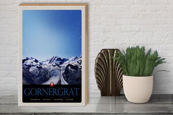 Panneau en bois voyage 30x40cm Gornergrat Suisse montagnes hiver 3