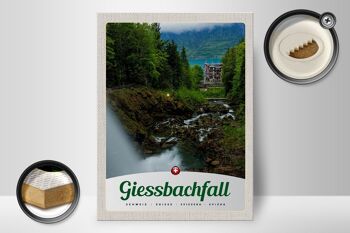 Panneau en bois voyage 30x40cm Gießbachfall forêt cascade nature 2