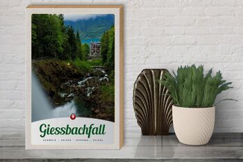 Panneau en bois voyage 30x40cm Gießbachfall forêt cascade nature 3