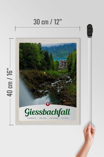 Panneau en bois voyage 30x40cm Gießbachfall forêt cascade nature 4