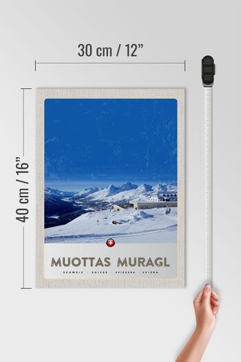 Panneau en bois voyage 30x40cm Muottas Murgal Suisse montagnes neige 4