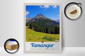Panneau en bois voyage 30x40cm Tamangur Suisse montagnes forêt nature 2