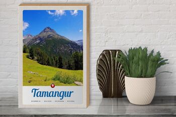 Panneau en bois voyage 30x40cm Tamangur Suisse montagnes forêt nature 3