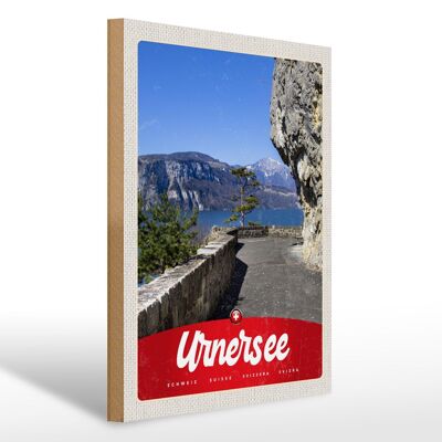 Cartello in legno da viaggio 30x40 cm Lago Urner Svizzera Europa vacanza in montagna