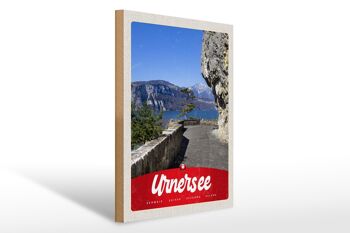 Panneau en bois voyage 30x40cm Lac d'Urner Suisse Europe vacances à la montagne 1