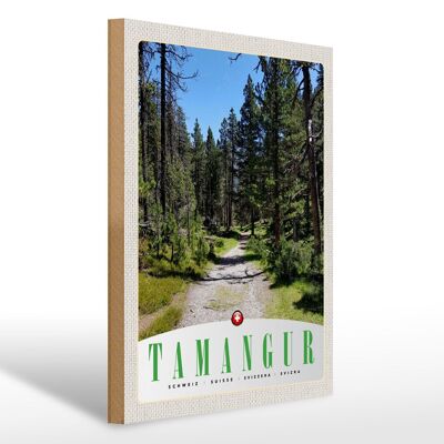 Cartello in legno da viaggio 30x40 cm Tamangur Svizzera natura alberi forestali