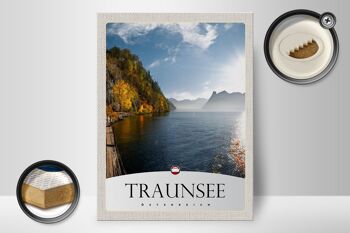 Panneau en bois voyage 30x40cm Traunsee Autriche lac nature vacances 2