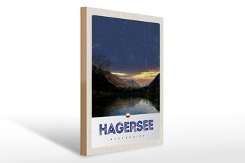 Panneau en bois voyage 30x40cm Hagersee Autriche Europe Lac Forêt 1
