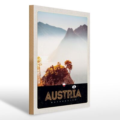 Cartel de madera viaje 30x40cm Austria naturaleza montañas bosque vacaciones