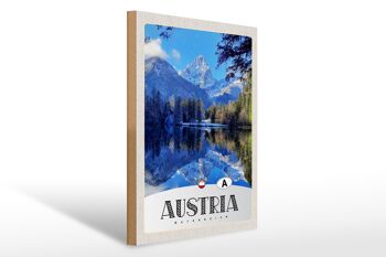 Panneau en bois voyage 30x40cm Autriche lac neige heure d'hiver 1