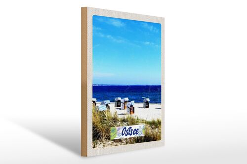 Holzschild Reise 30x40cm Ostsee Strand Ebbe und Flut