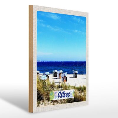 Holzschild Reise 30x40cm Ostsee Strand Ebbe und Flut