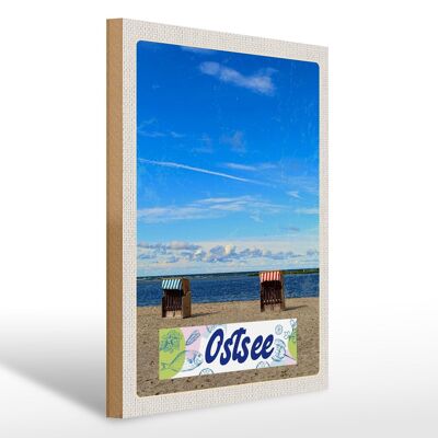 Cartel de madera viaje 30x40cm Costa del Mar Báltico vacaciones en la playa