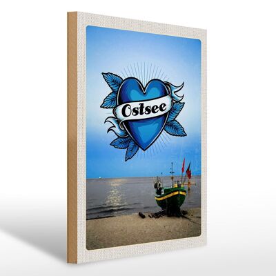 Holzschild Reise 30x40cm Ostsee Meer Boot Flagge Bootstour