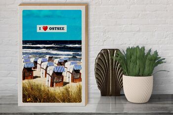 Panneau en bois voyage 30x40cm chaises de plage mer Baltique mer plage nature 3