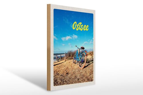 Holzschild Reise 30x40cm Ostsee Fahrradtour Meer Strand Fahrrad