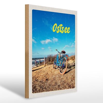 Cartello in legno da viaggio 30x40 cm Mar Baltico tour in bicicletta mare spiaggia bicicletta