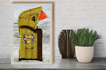 Panneau en bois voyage 30x40cm plage côte jaune de la mer Baltique 3